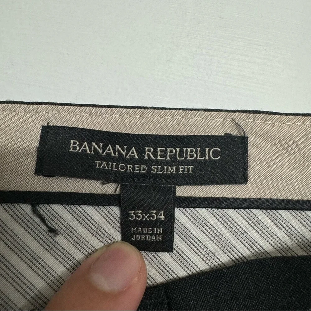 Banana Republic Tailored Slim Fit 100% Wool Black Pants Size 33